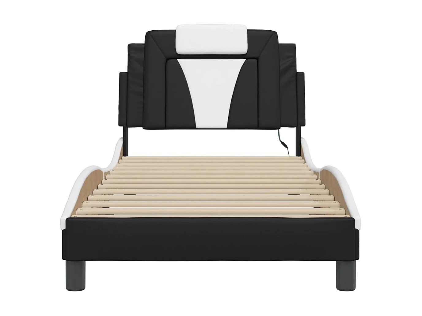 Cadre de lit avec lumières LED noir blanc 90x190 similicuir