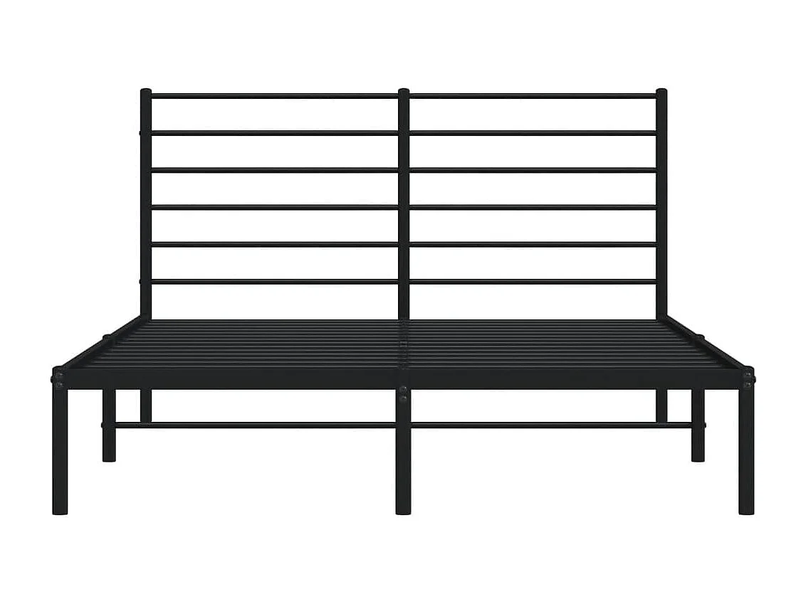 Cadre de lit métal avec tête de lit noir 160x200