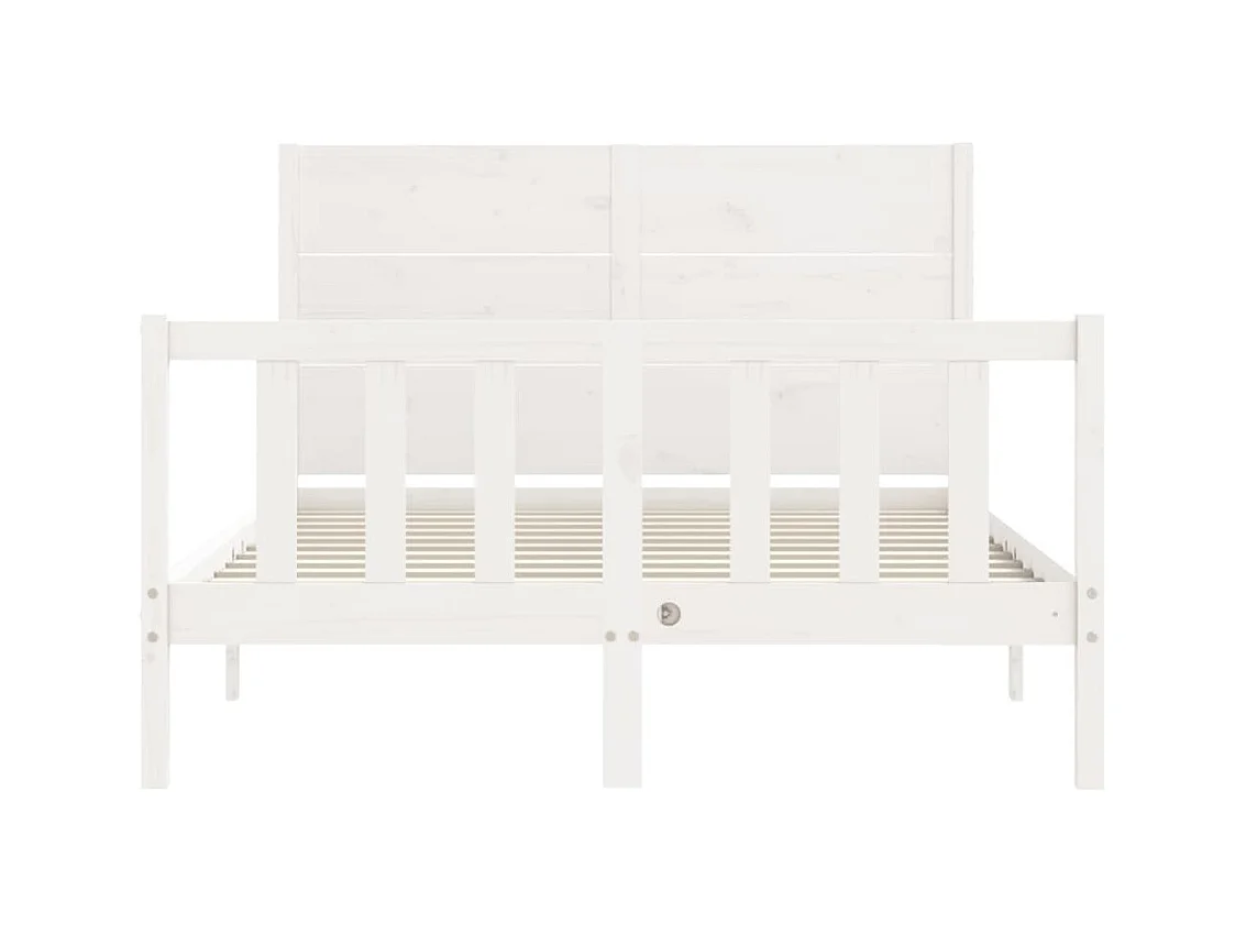Cadre de lit avec tête de lit blanc 140x190 bois massif