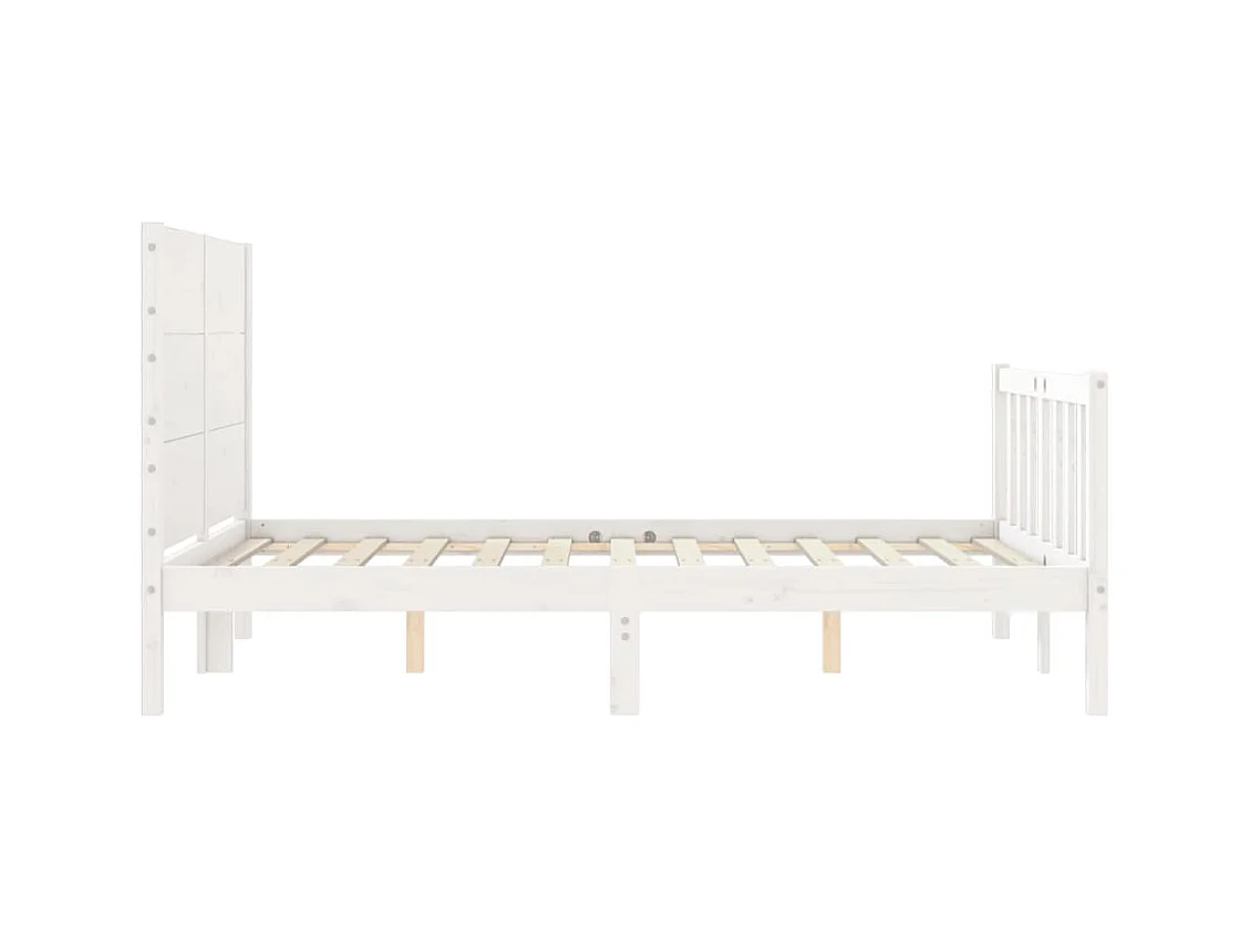 Cadre de lit avec tête de lit blanc 140x190 bois massif