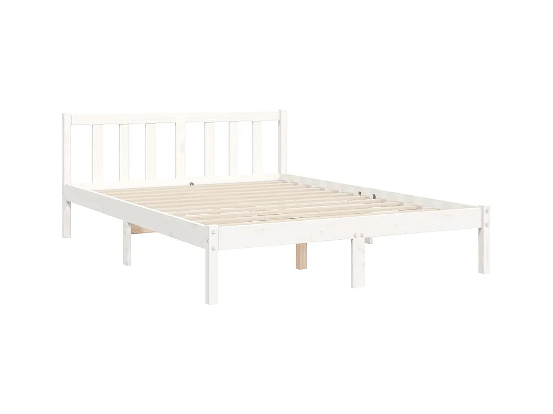 Cadre de lit avec tête de lit blanc 140x190 bois massif