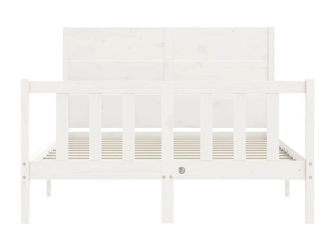 Cadre de lit avec tête de lit blanc 140x190 bois massif