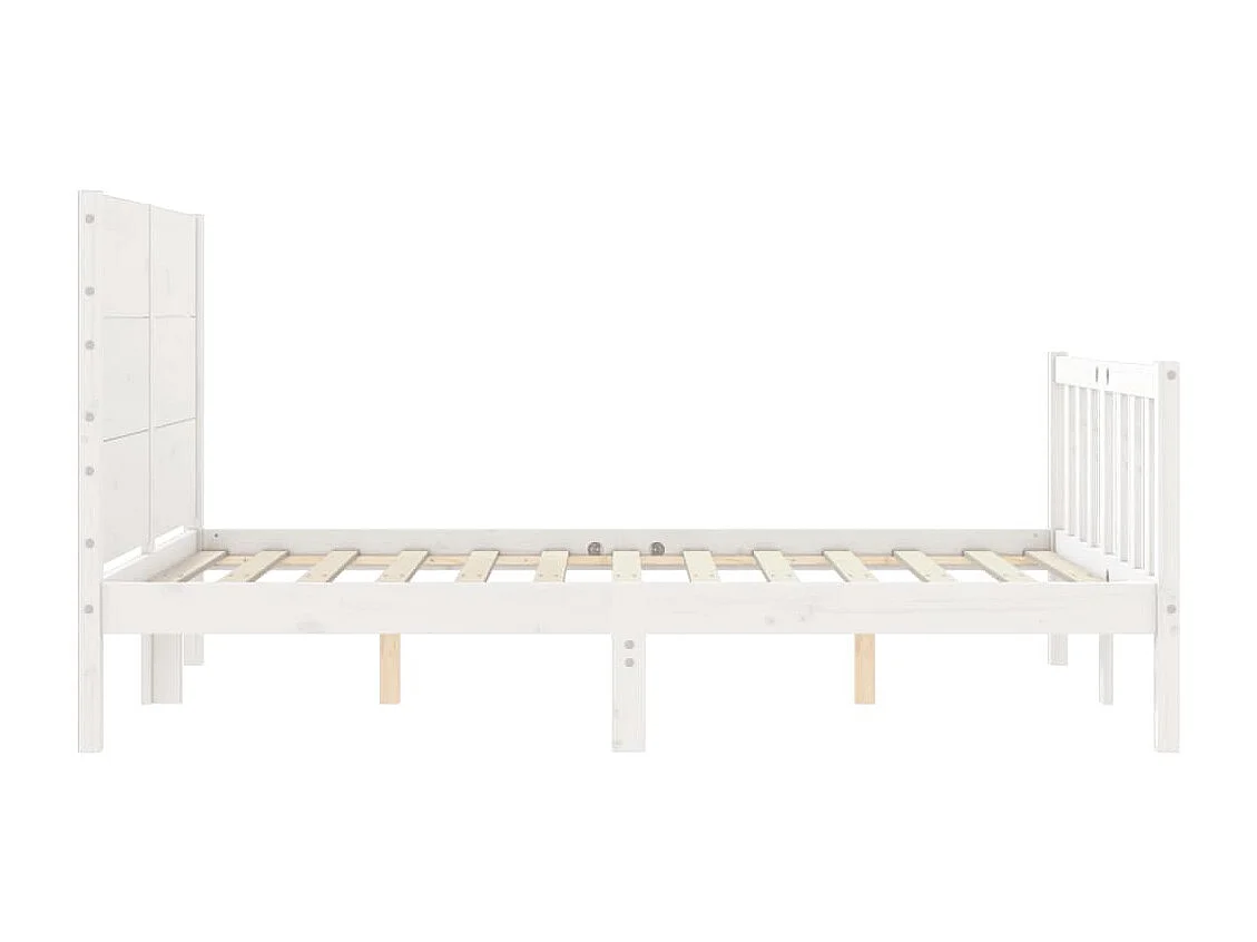 Cadre de lit avec tête de lit blanc 140x190 bois massif
