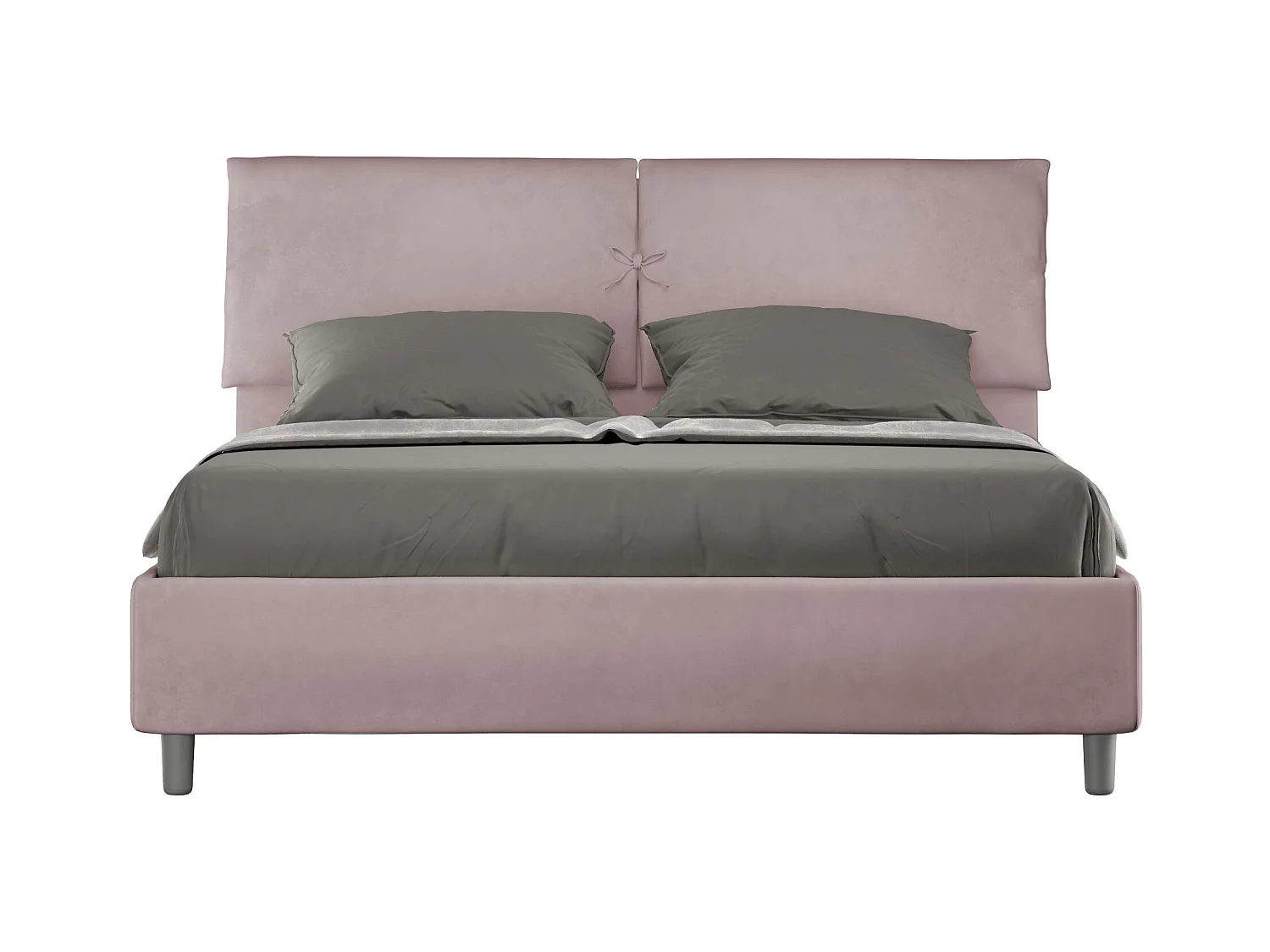 Lit avec sommier rembourré 160x200 microfibre lilas Mados