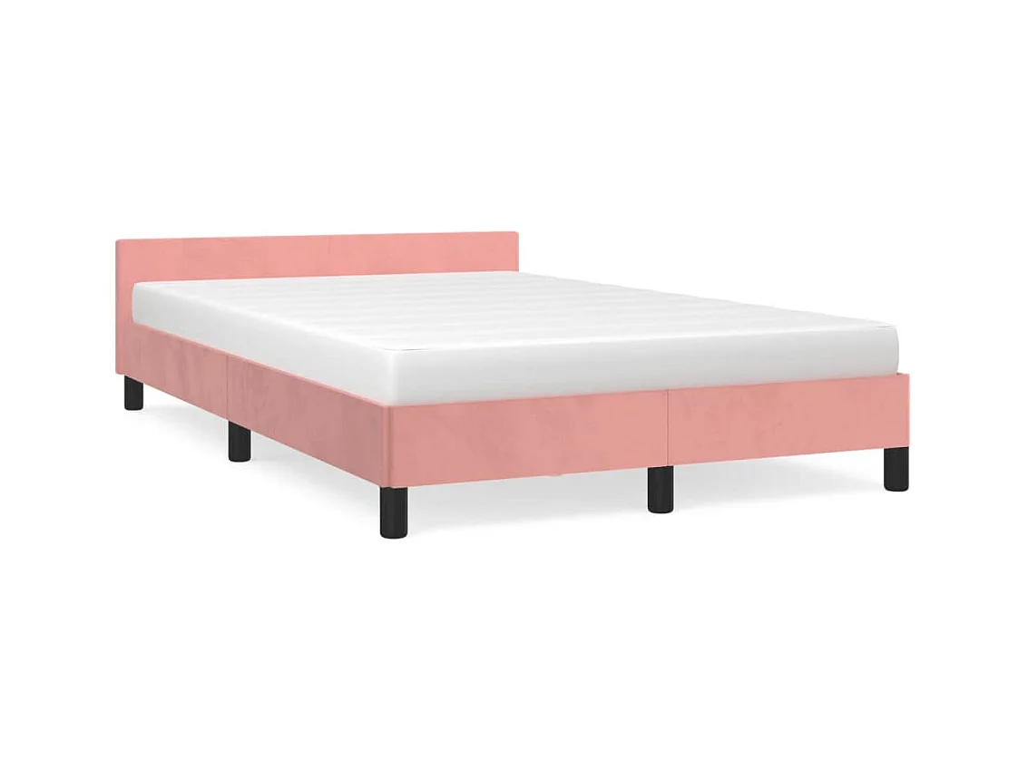 Cadre de lit avec tête de lit rose 120x190 velours