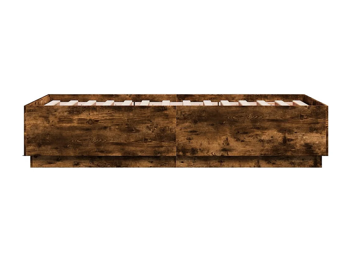 Cadre de lit avec lumières LED chêne fumé 75x190