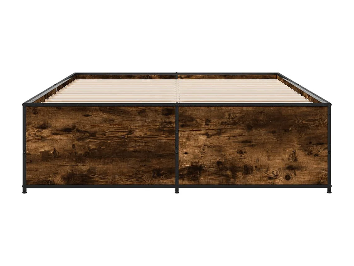 Cadre de lit chêne fumé 135x190 bois d'ingénierie et métal