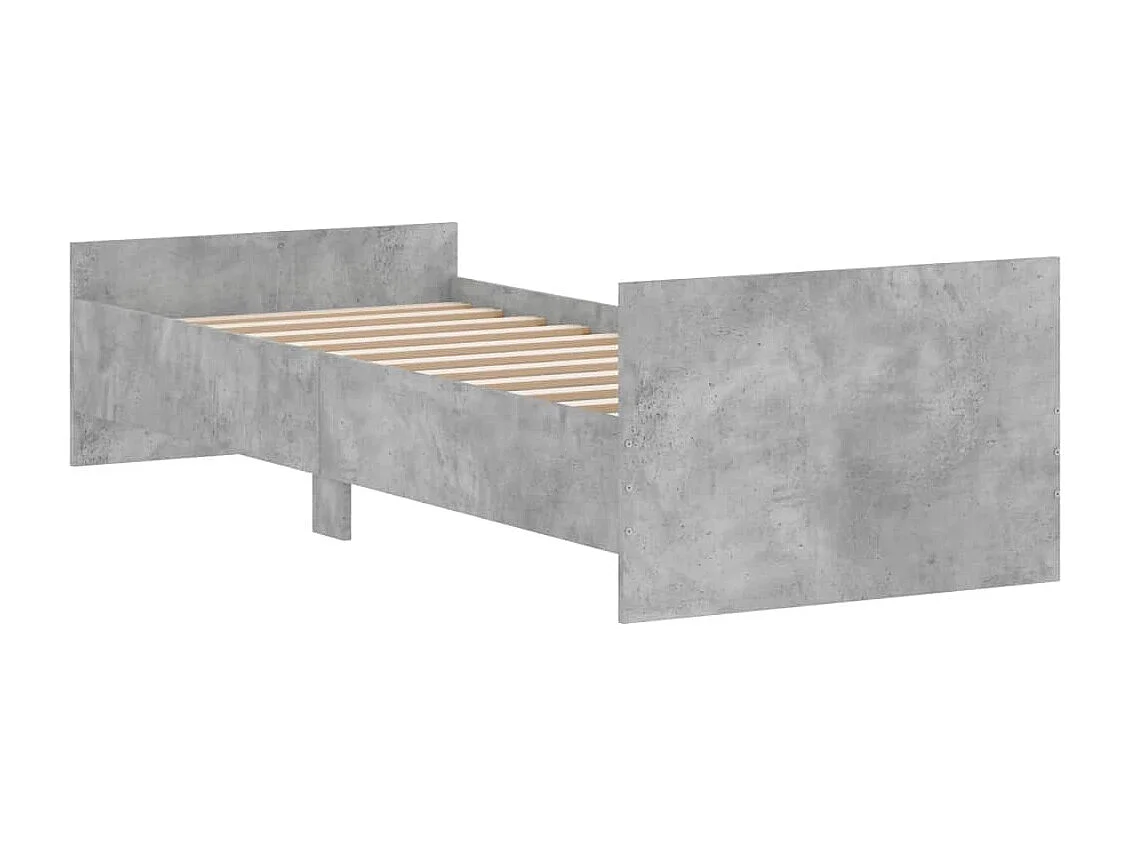 Cadre de lit gris béton 75x190 petit simple bois d'ingénierie