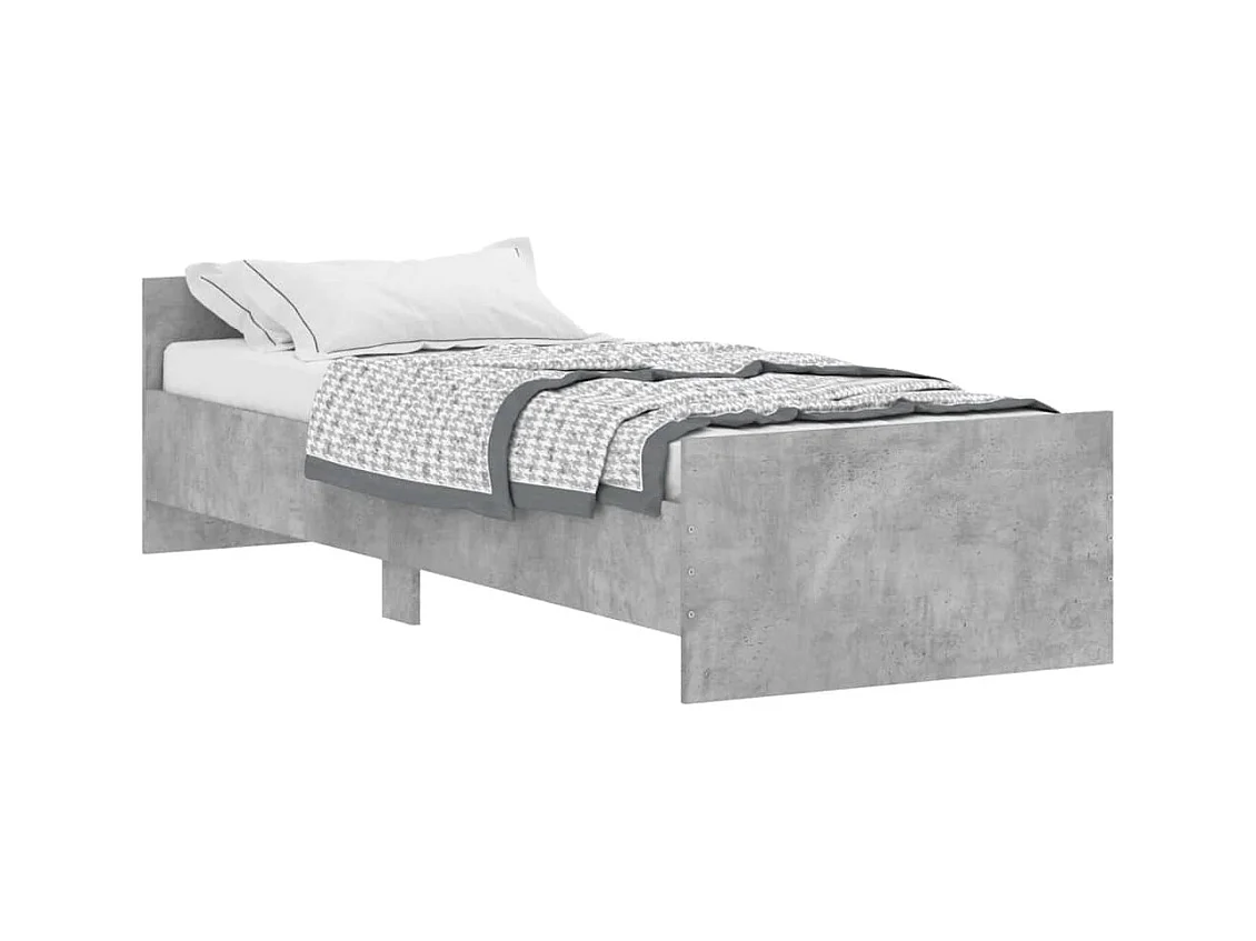 Cadre de lit gris béton 75x190 petit simple bois d'ingénierie