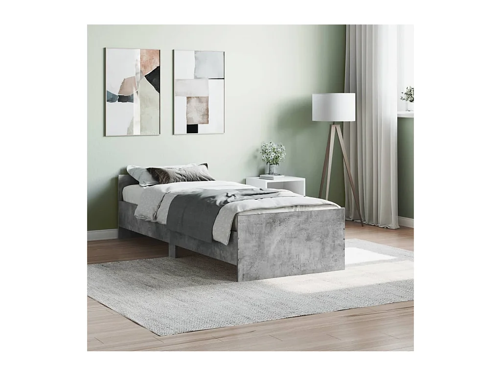 Bedframe bewerkt hout betongrijs 75x190 cm