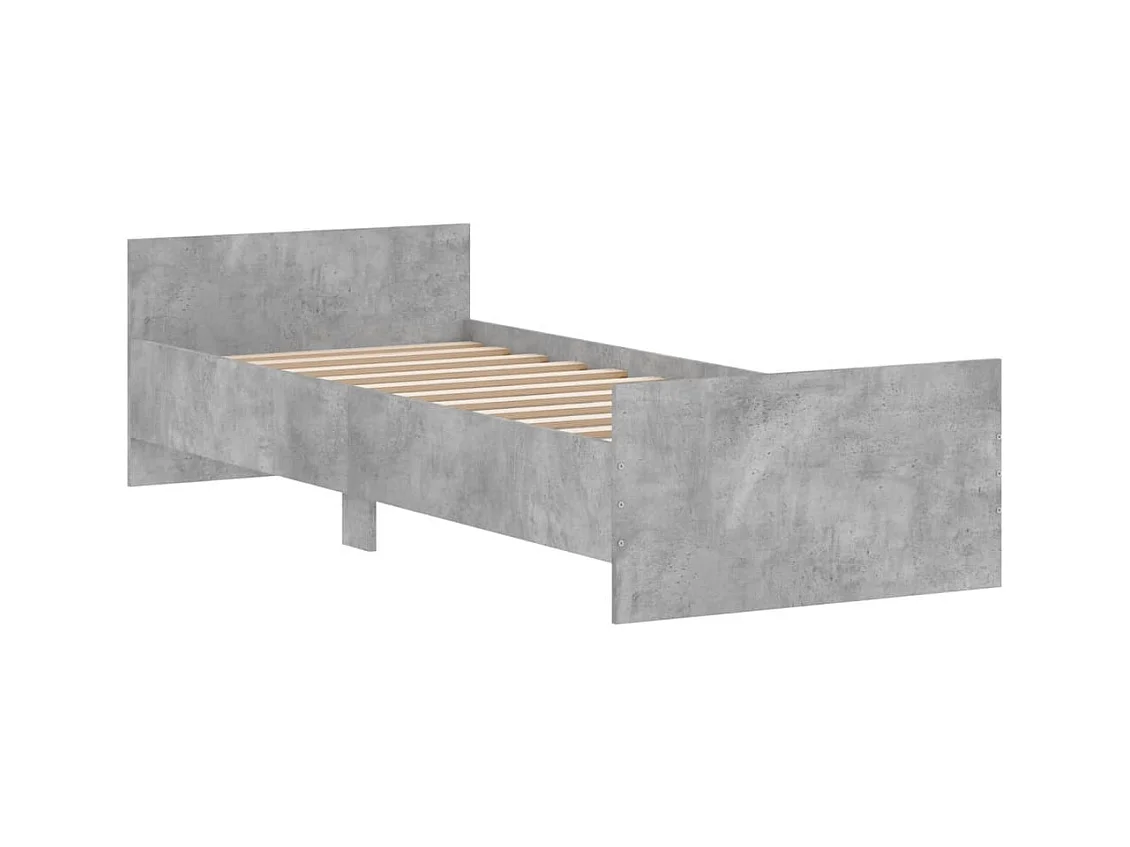Bedframe bewerkt hout betongrijs 75x190 cm