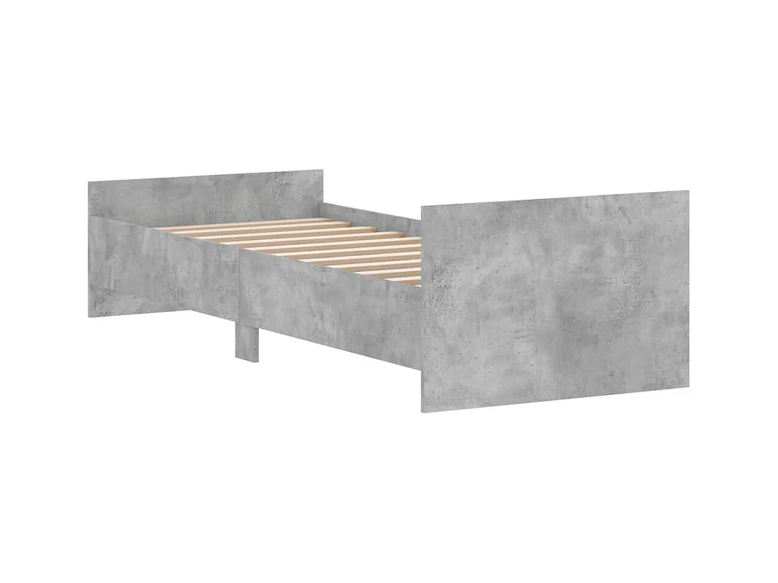 Bedframe bewerkt hout betongrijs 75x190 cm