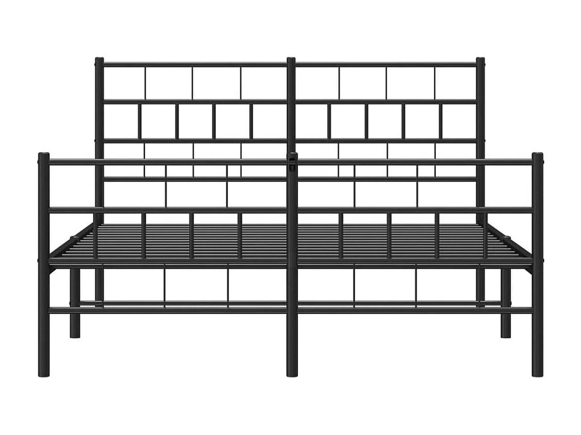 Cadre de lit métal avec tête de lit-pied de lit noir 120x200