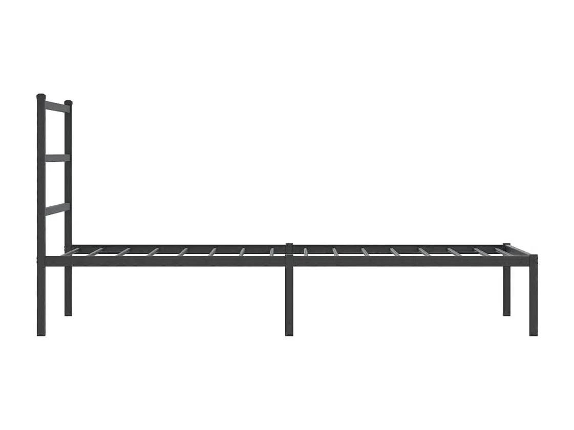 Cadre de lit métal avec tête de lit noir 90x200
