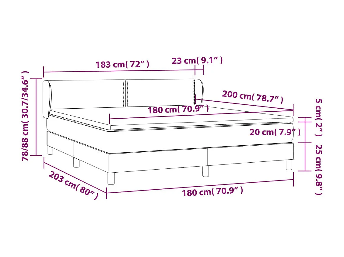 Sommier à lattes de lit avec matelas Taupe 180x200 Tissu