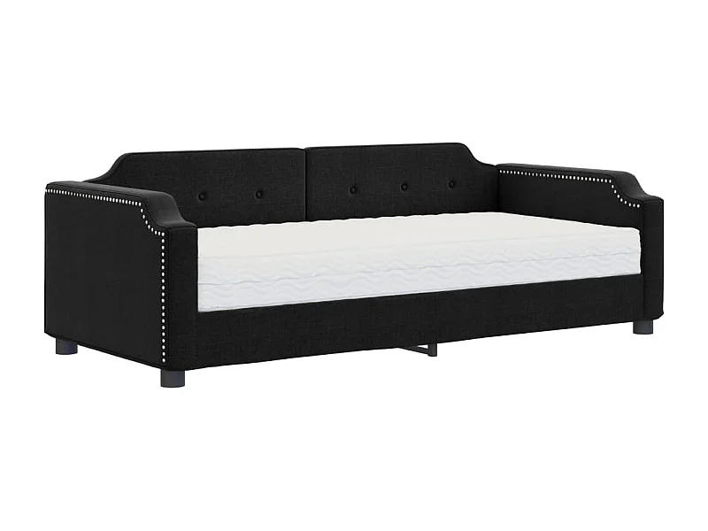 Lit de jour avec matelas noir 90x200 tissu
