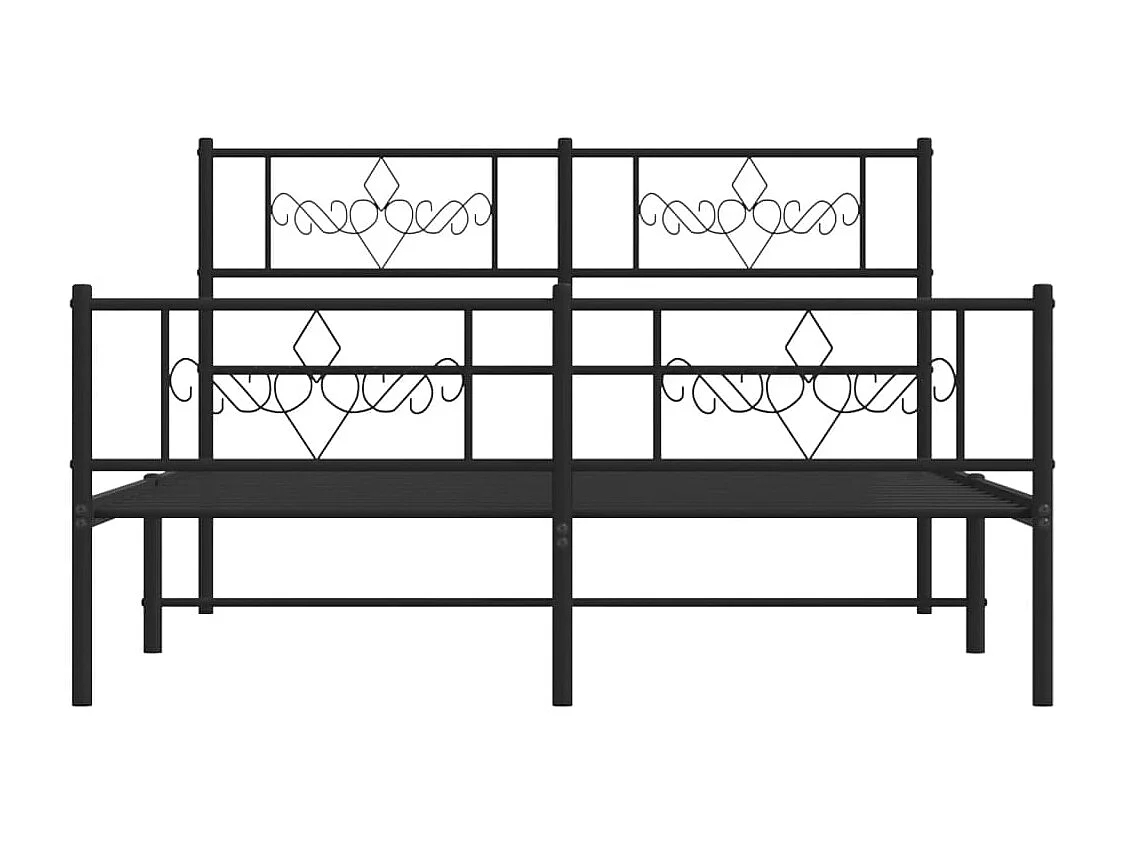 Cadre de lit métal avec tête de lit-pied de lit noir 120x200