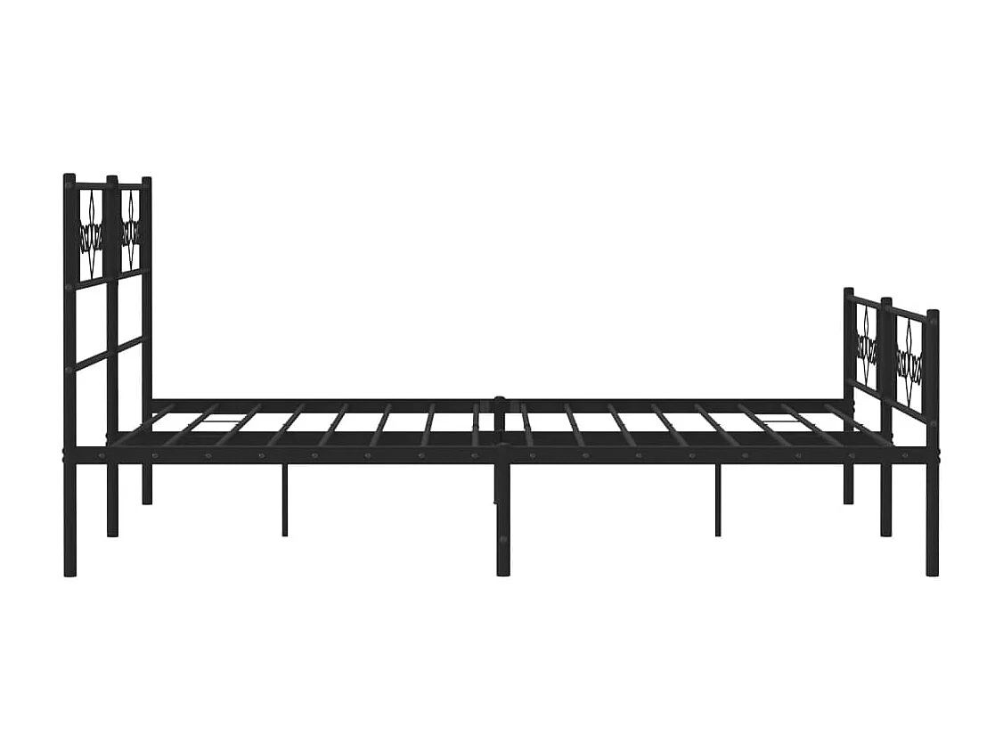 Cadre de lit métal avec tête de lit-pied de lit noir 120x200