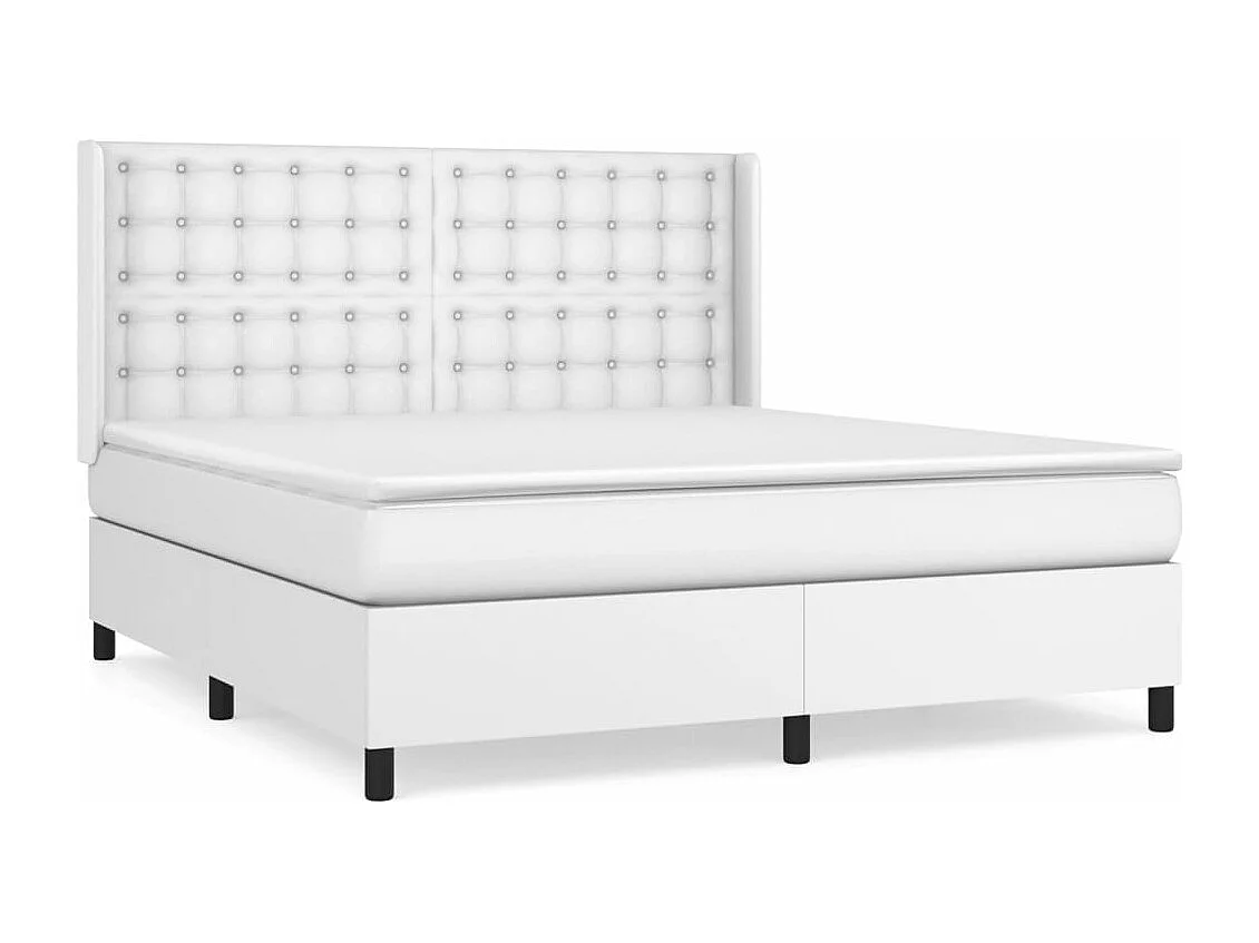 Sommier à lattes de lit avec matelas Blanc 160x200 Similicuir