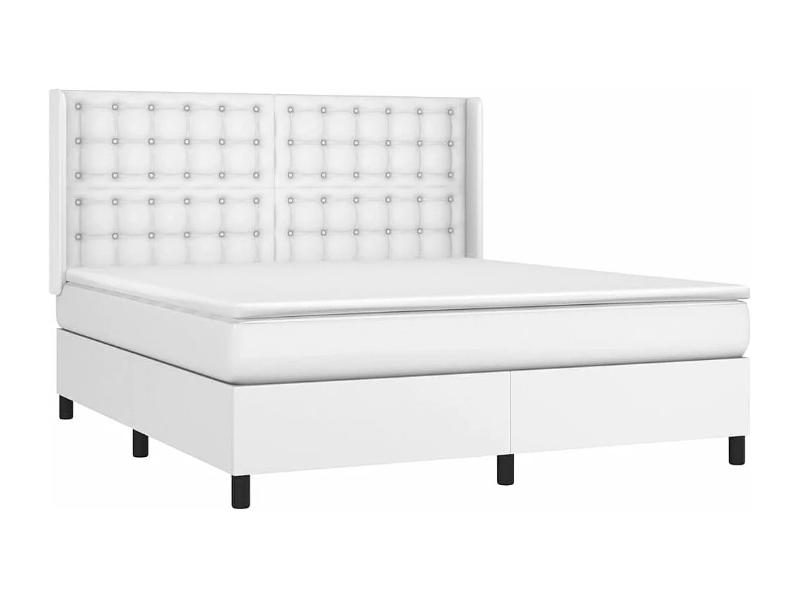 Sommier à lattes de lit avec matelas Blanc 160x200 Similicuir