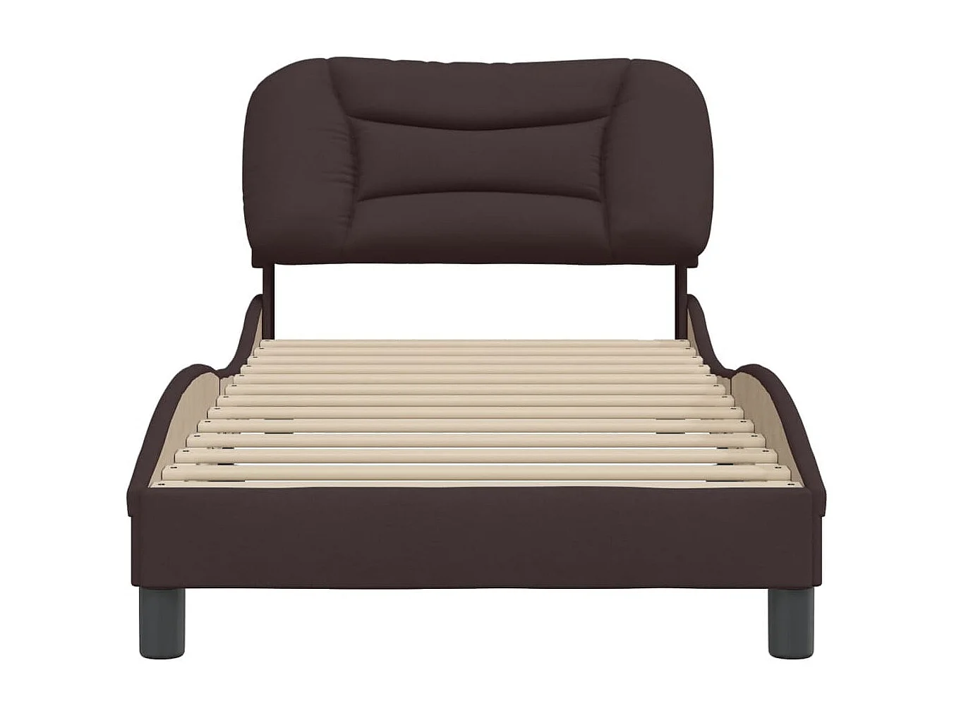 Cadre de lit avec tête de lit Marron foncé 90x200 Tissu