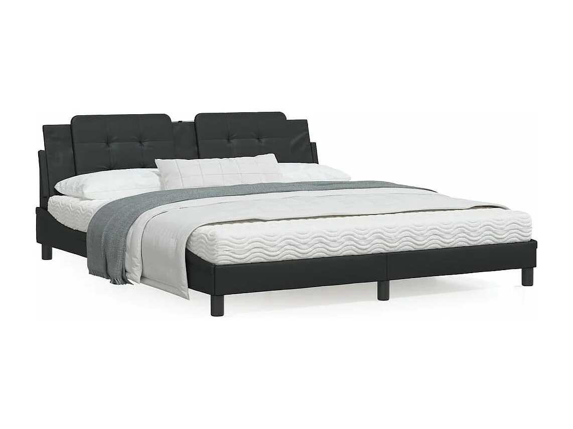 Lit avec matelas noir 180x200 similicuir