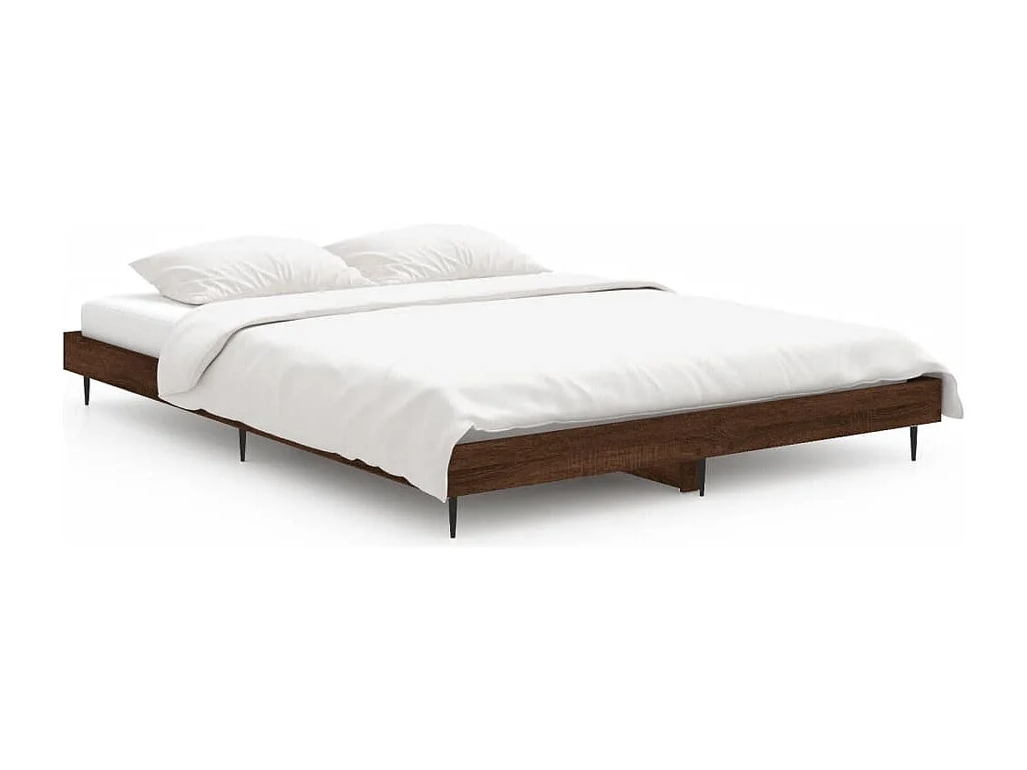 Cadre de lit chêne marron 135x190 bois d'ingénierie