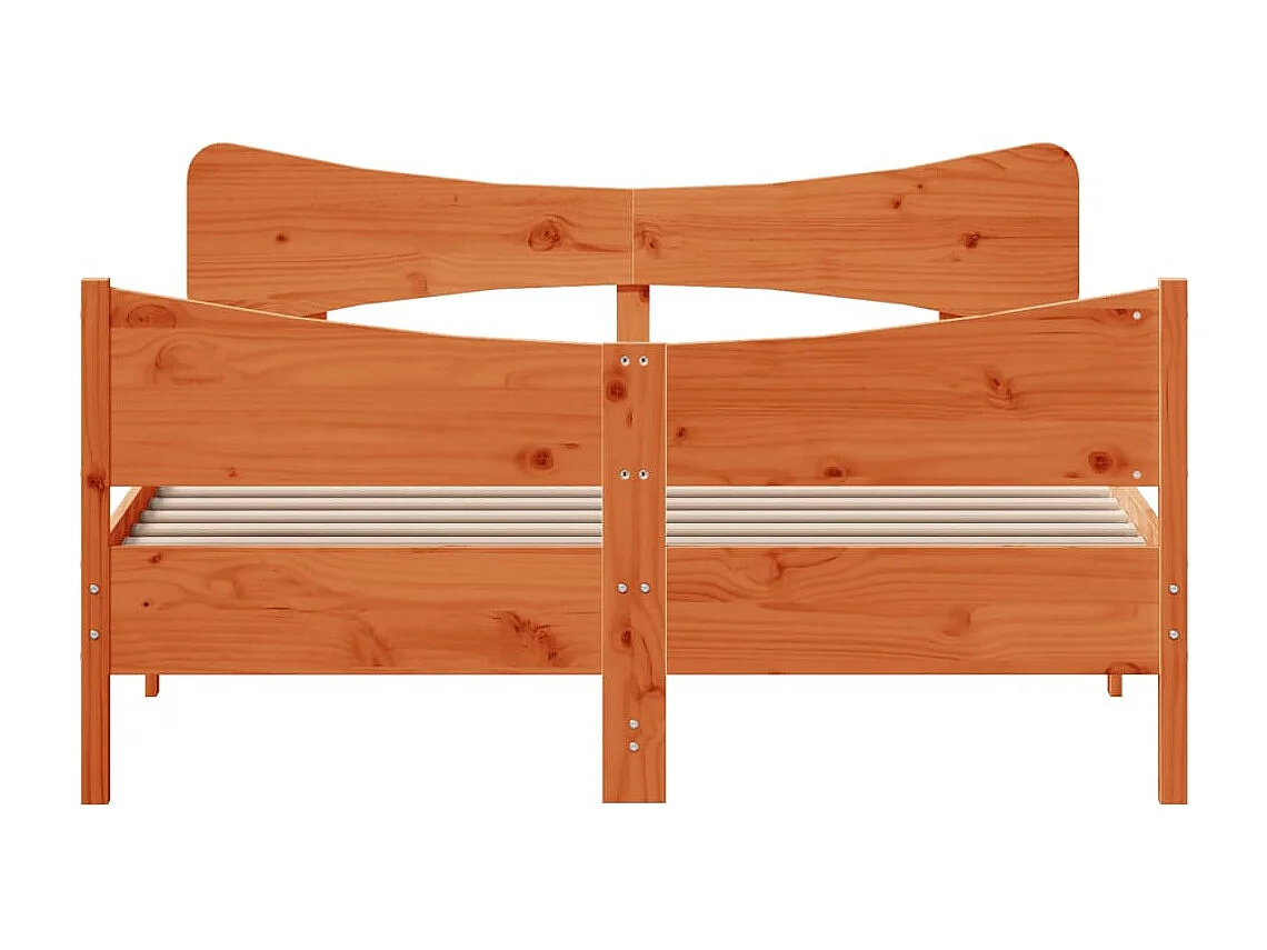 Cadre de lit avec tête de lit marron 140x190 bois de pin