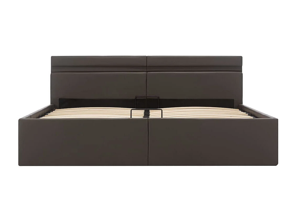 Lit à rangement avec LED Gris Similicuir 160x200