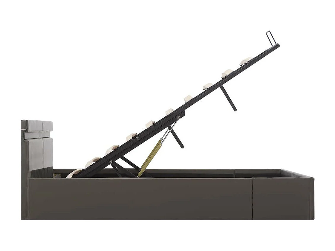 Lit à rangement avec LED Gris Similicuir 160x200