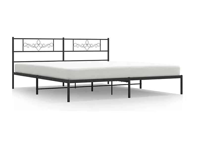 Cadre de lit métal avec tête de lit noir 193x203