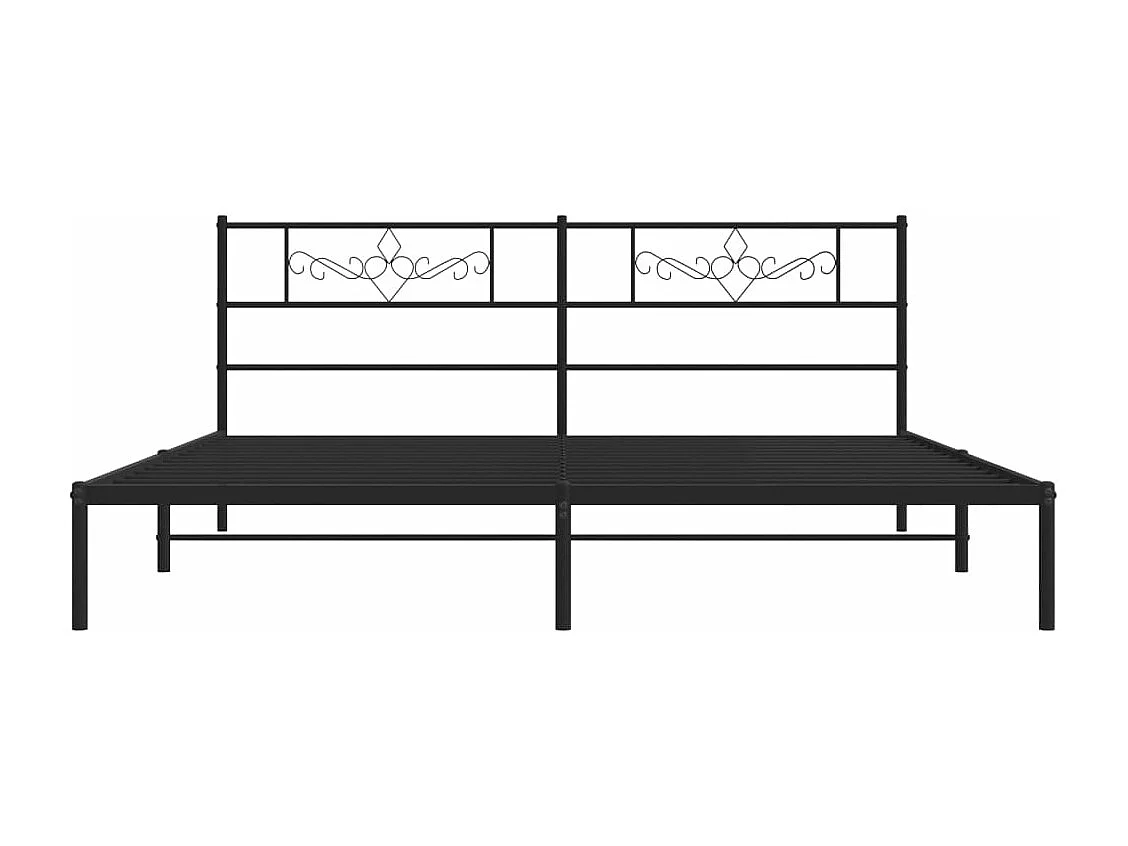 Cadre de lit métal avec tête de lit noir 193x203