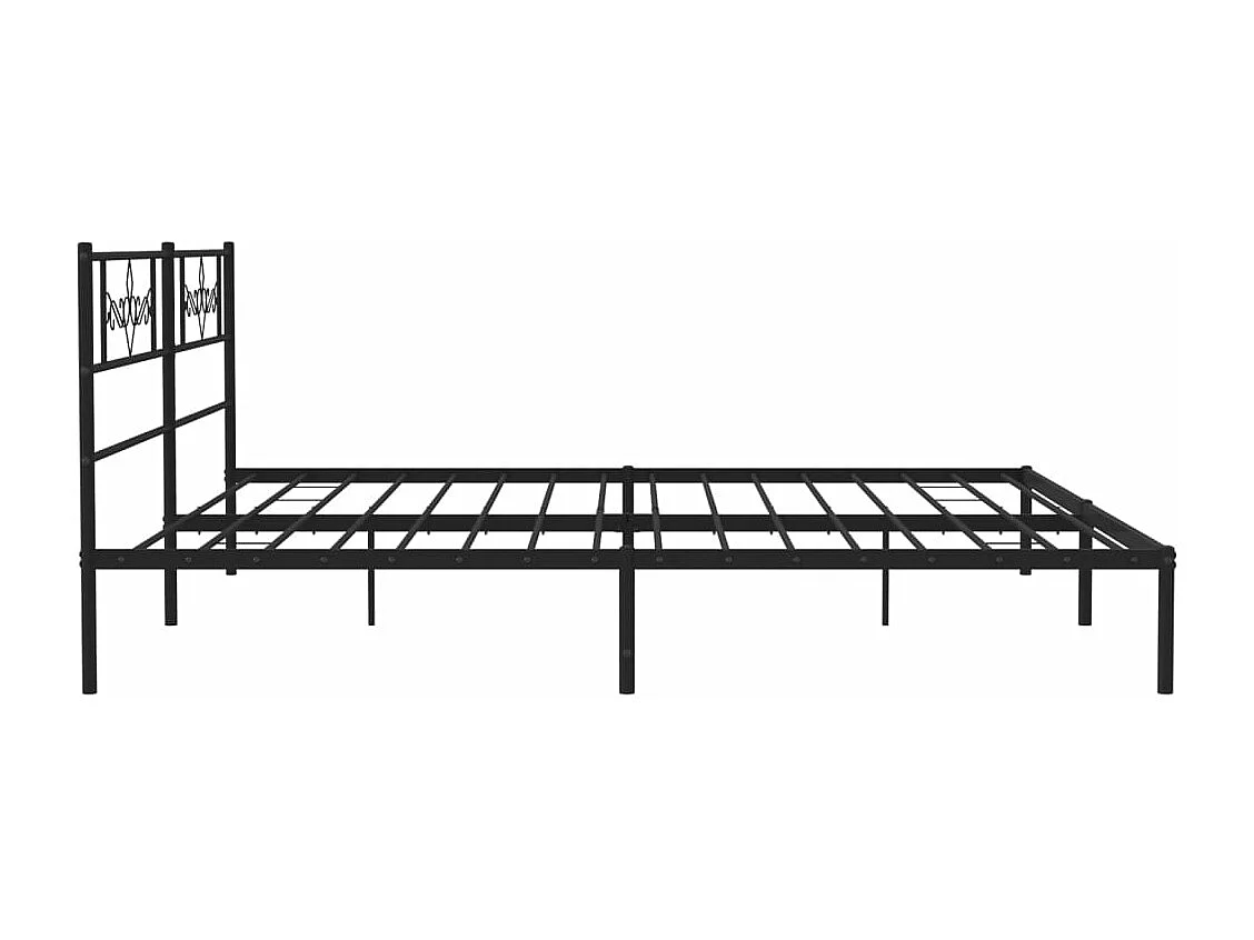 Cadre de lit métal avec tête de lit noir 193x203