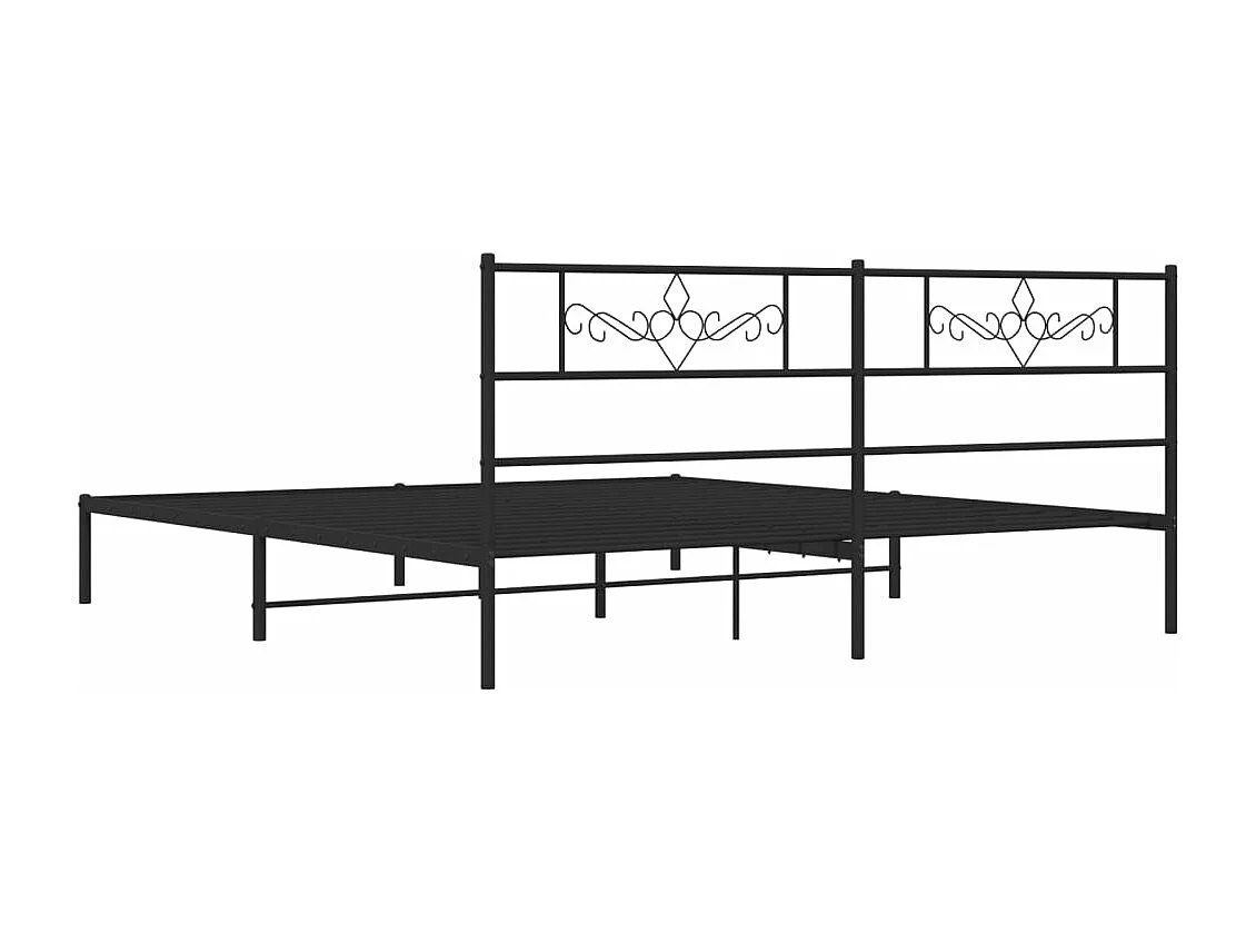 Cadre de lit métal avec tête de lit noir 193x203