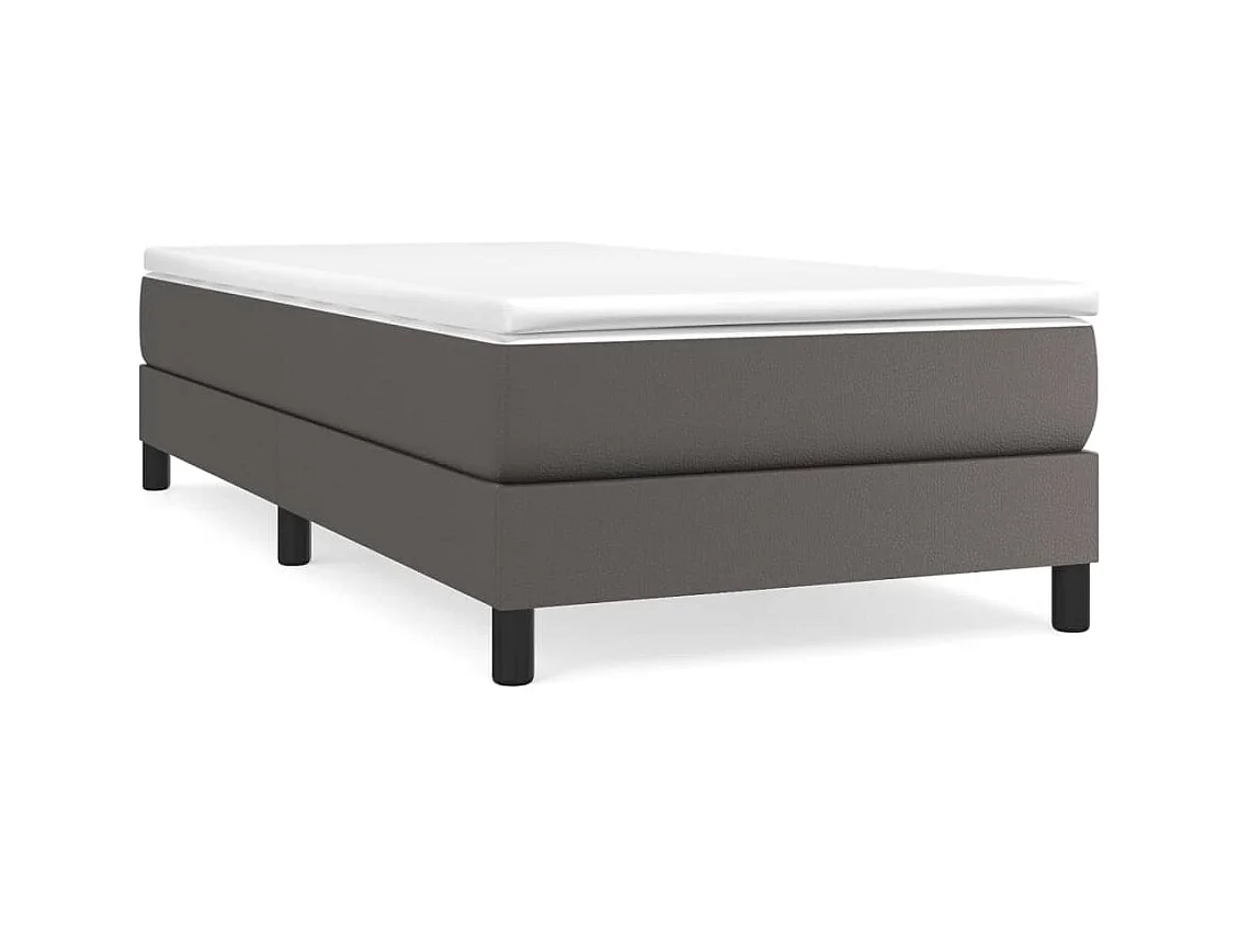Sommier à lattes de lit avec matelas Gris 90x190 Similicuir