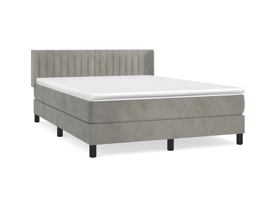 Sommier à lattes de lit et matelas Gris clair 140x190 Velours