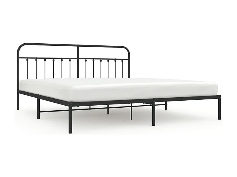 Cadre de lit métal avec tête de lit noir 193x203