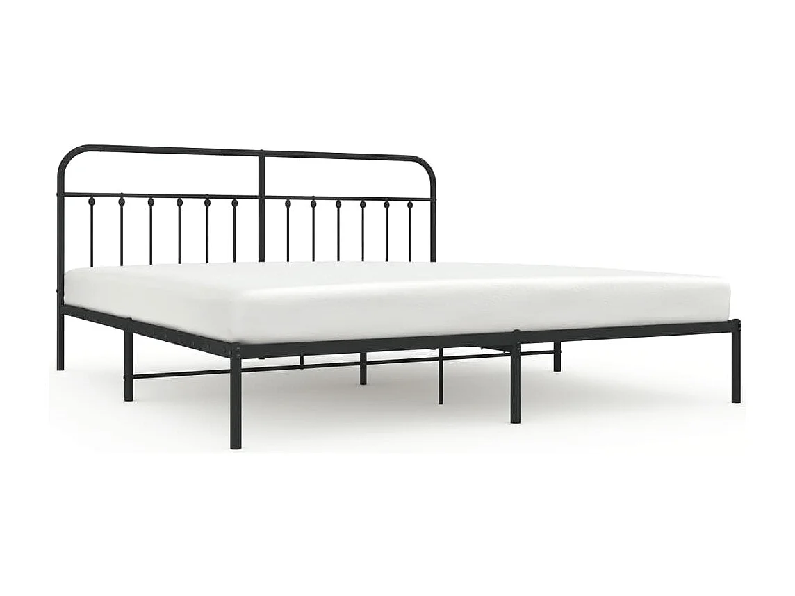 Cadre de lit métal avec tête de lit noir 193x203