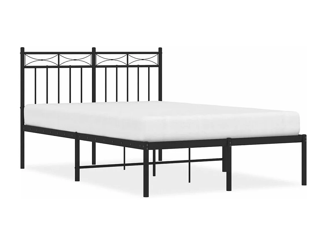 Cadre de lit métal avec tête de lit noir 120x190