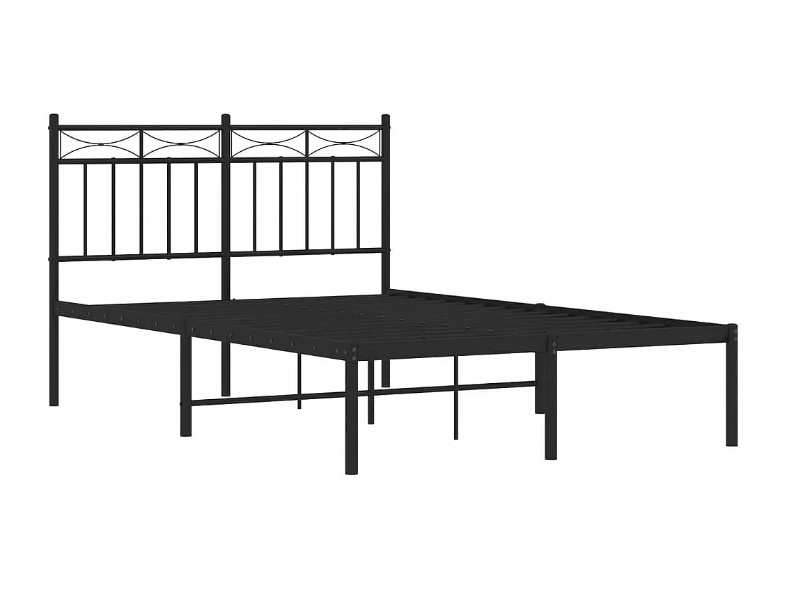 Cadre de lit métal avec tête de lit noir 120x190