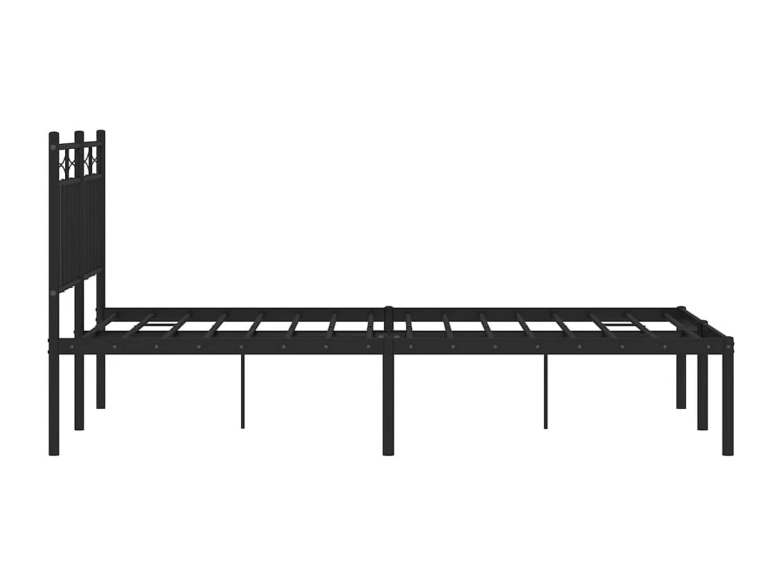 Cadre de lit métal avec tête de lit noir 120x190