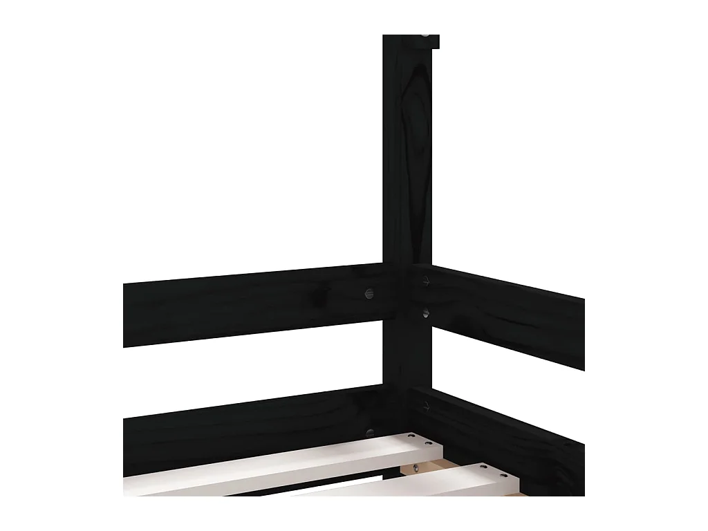Cadre de lit pour enfant noir 80x160 bois de pin massif