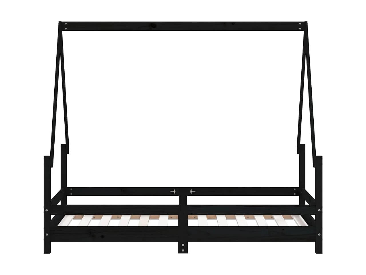 Cadre de lit pour enfant noir 80x160 bois de pin massif