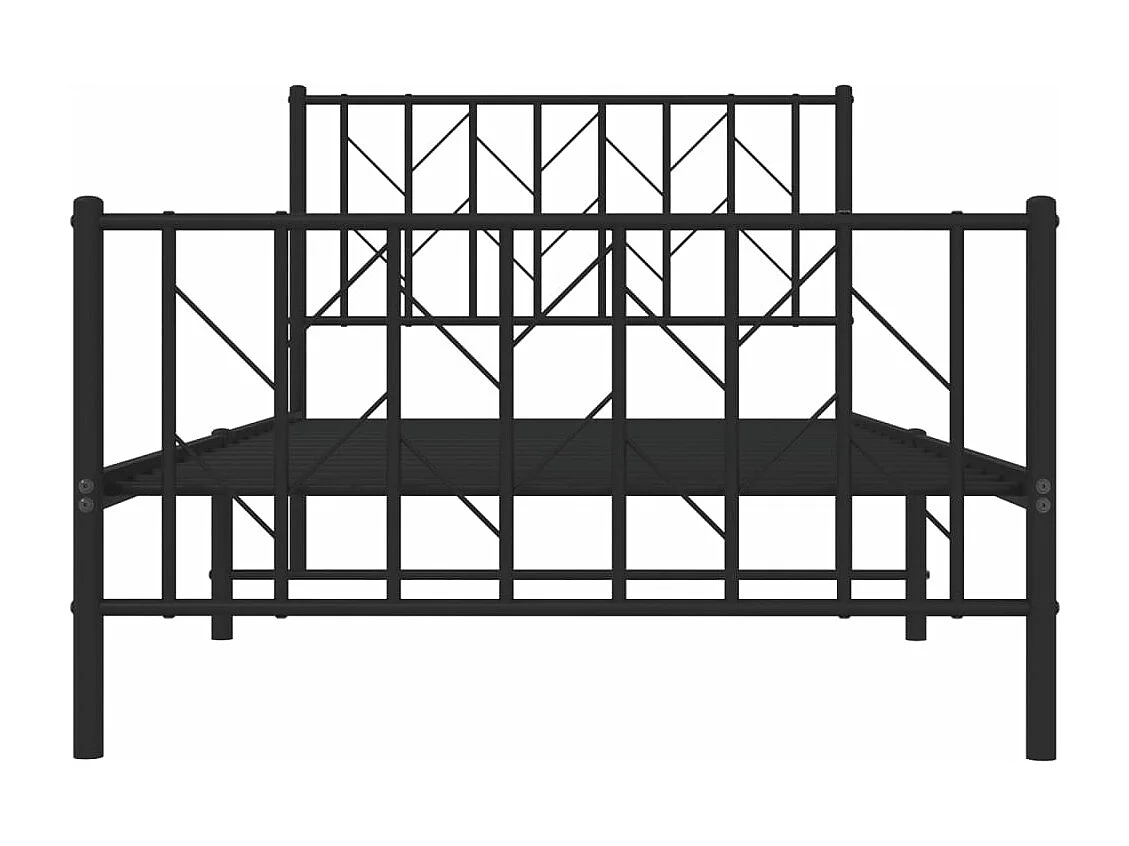 Cadre de lit métal avec tête de lit-pied de lit noir 100x200