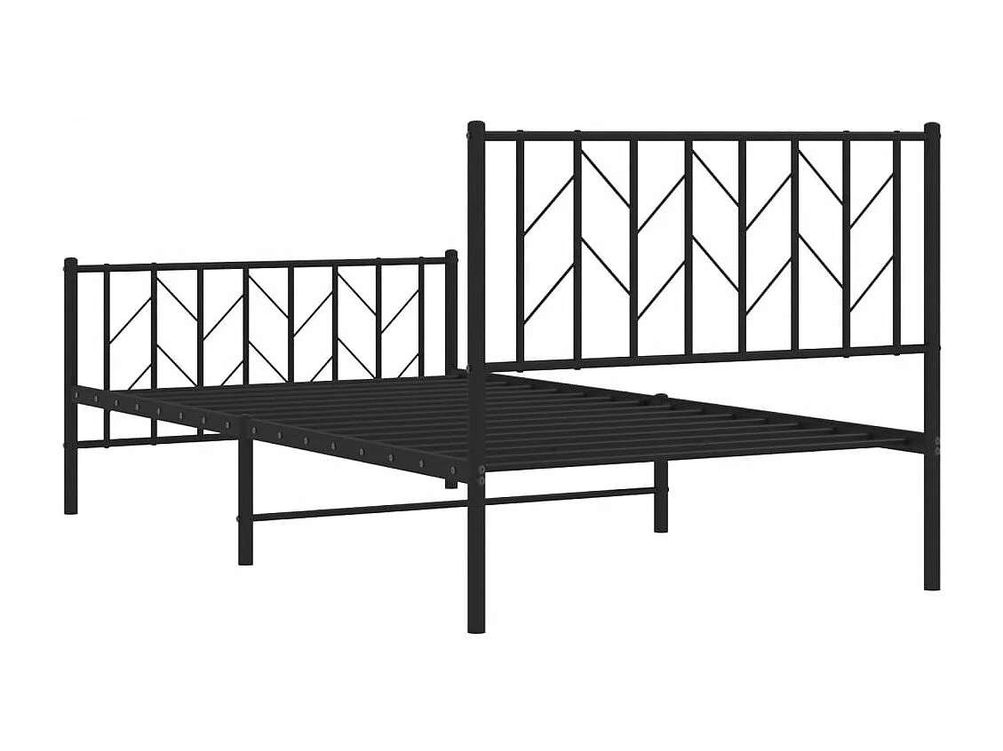 Cadre de lit métal avec tête de lit-pied de lit noir 100x200