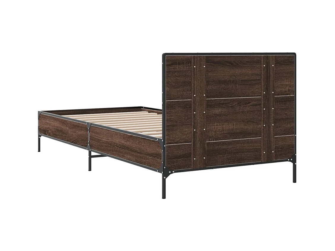 Cadre de lit chêne marron 90x190 bois d'ingénierie et métal