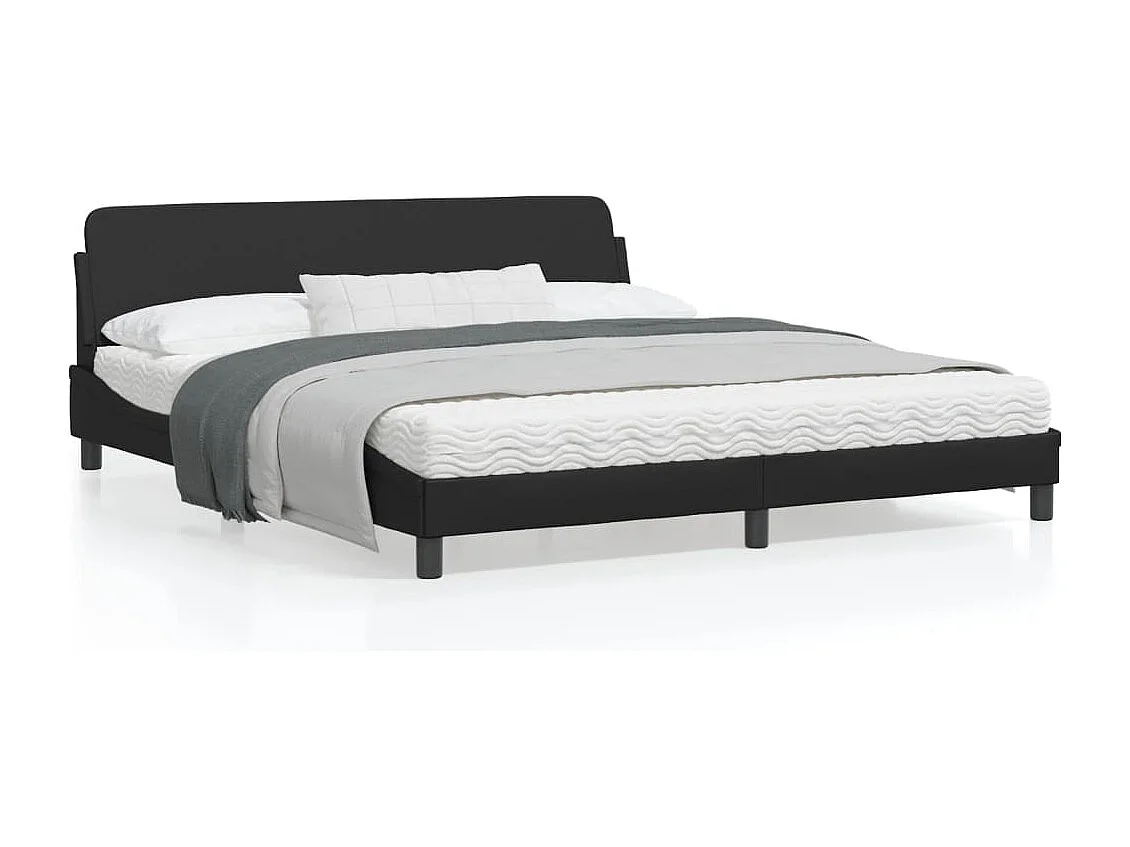 Bedframe met hoofdbord kunstleer zwart 180x200 cm