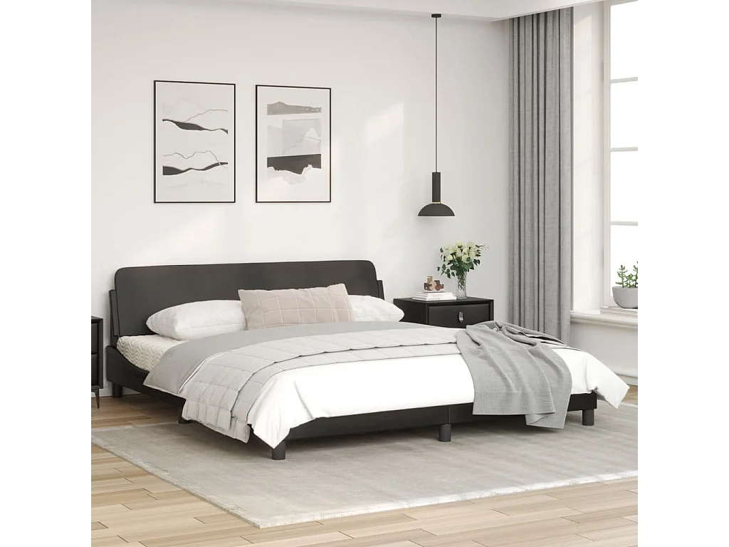 Bedframe met hoofdbord kunstleer zwart 180x200 cm