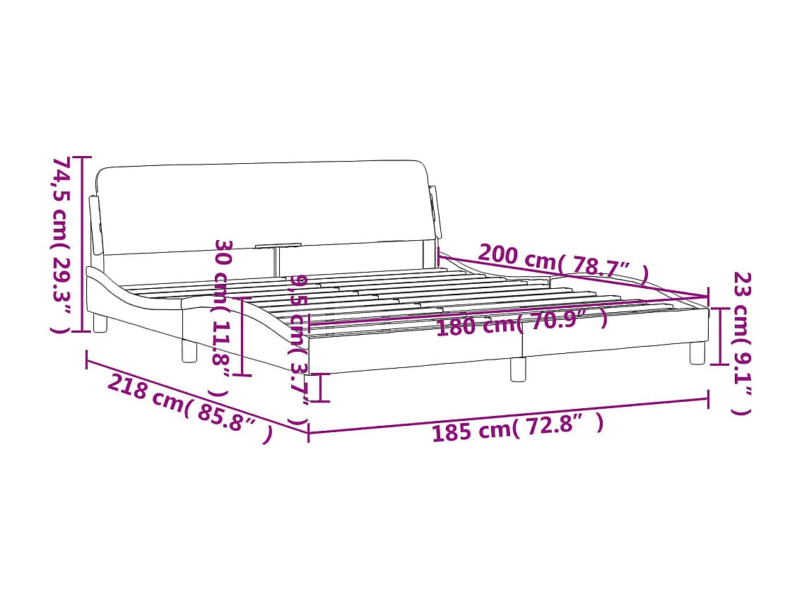 Bedframe met hoofdbord kunstleer zwart 180x200 cm