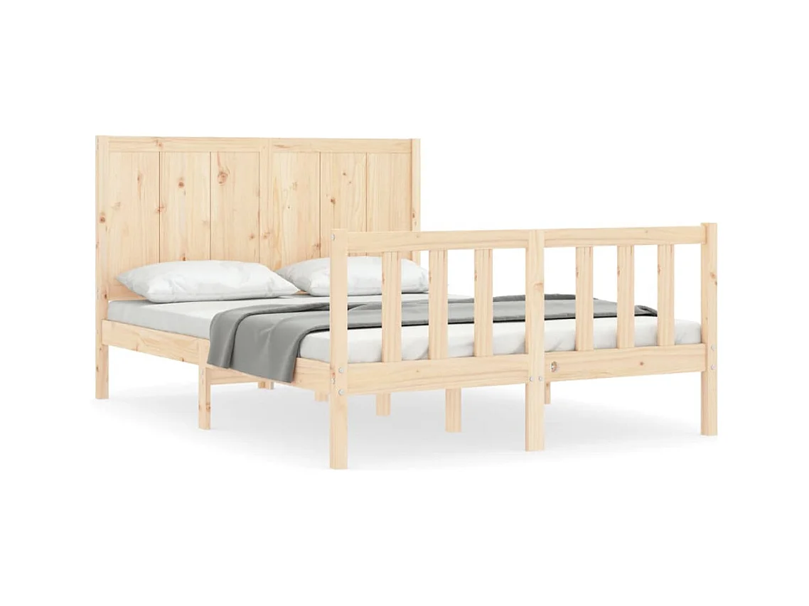 Bedframe met hoofdbord massief hout 140x190 cm